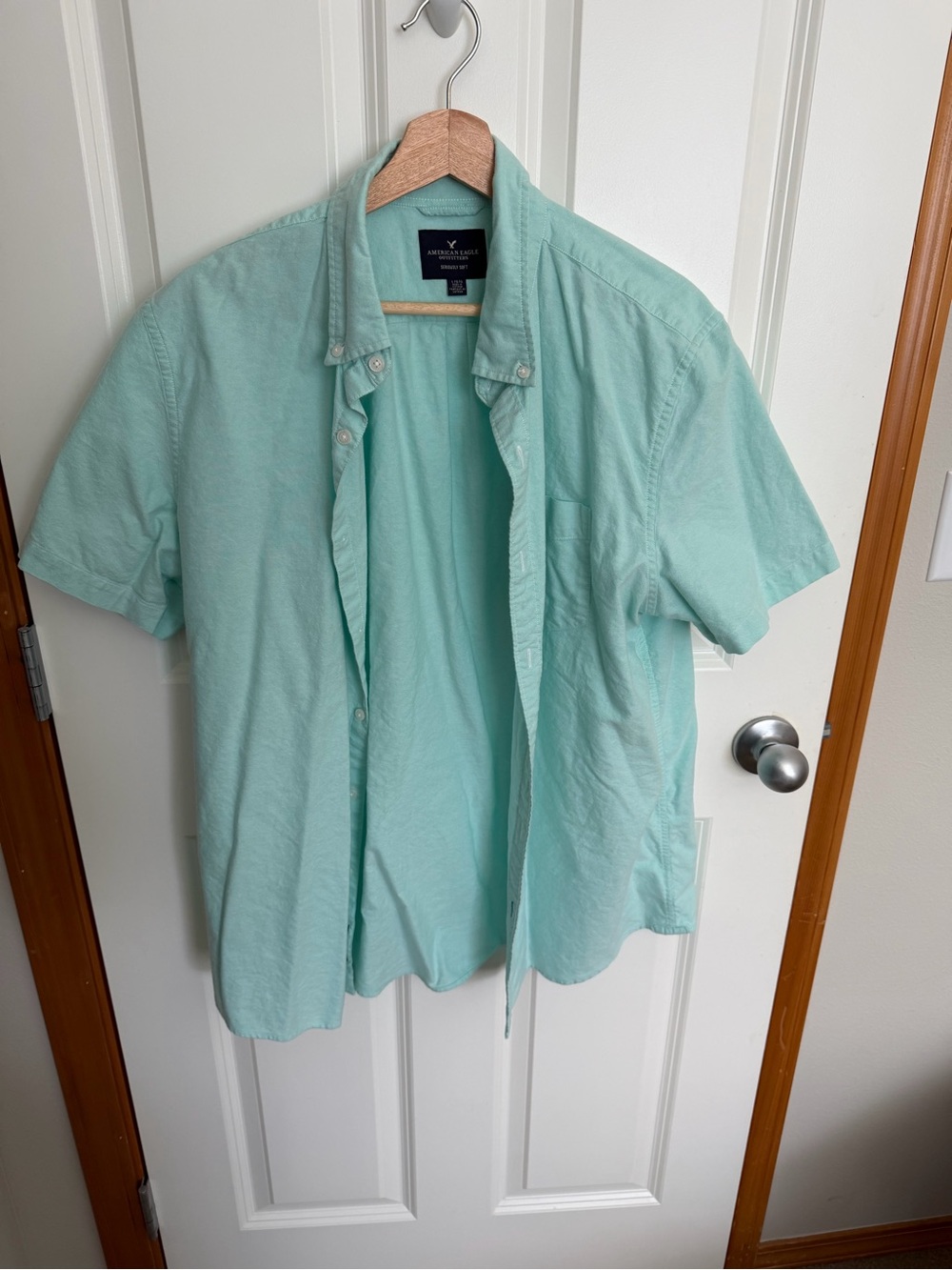 American Eagle Outfitters Short-Sleeve Button-Down Shirt - Mint